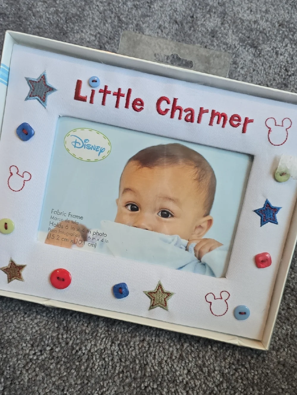 Disney Little Charmer White Fabric Baby Photo Frame New